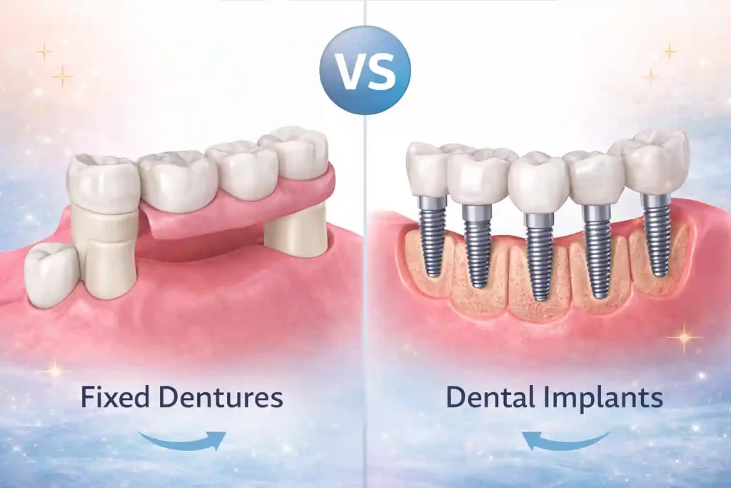 تفاوت دندان مصنوعی ثابت و ایمپلنت؛ کدام بهتر است؟